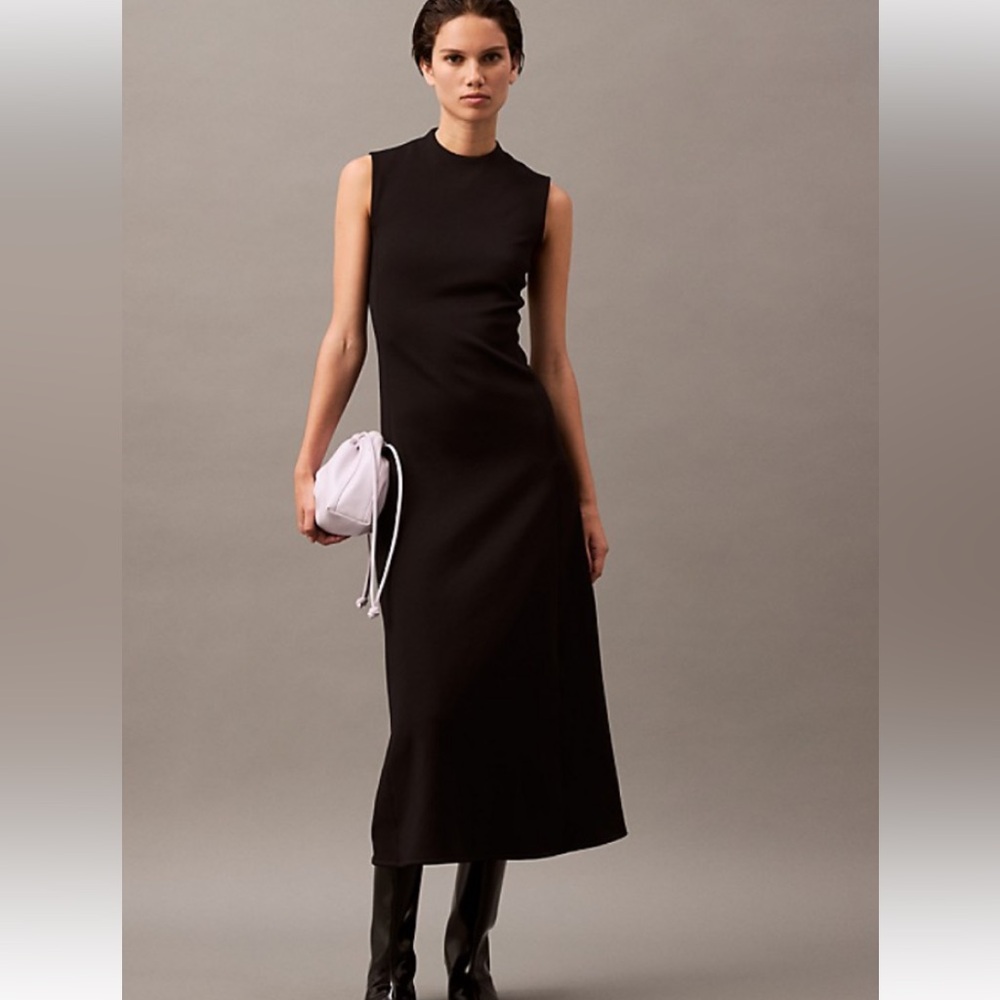 🤩Calvin Klein Elegant Versatile Long Black Sleeveless Dress